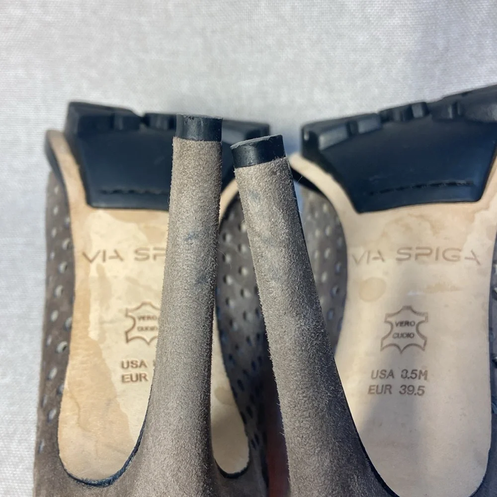 VIA SPIGA Tasa Perforated Lug Sole Slingback Heels Sandals Size 8,5M